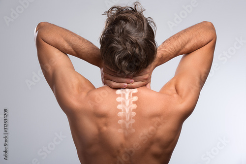 Neck pain, upper spine, cervical and thoracic photo