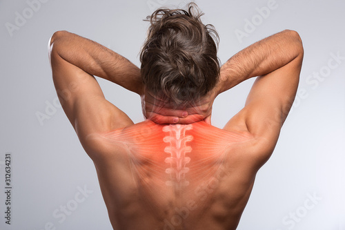 Neck pain, upper spine, cervical and thoracic photo