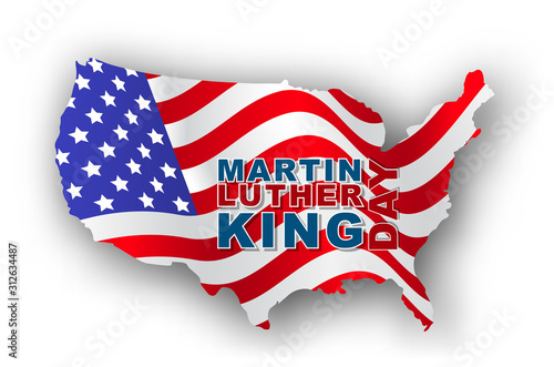 Martin Luther King Day Jr. banner. American flag inside USA country territory. Vector illustration.