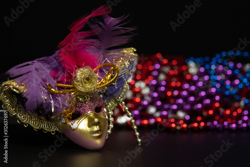 carnival mask on black background