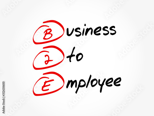 B2E - Business to Employee acronym, business concept background