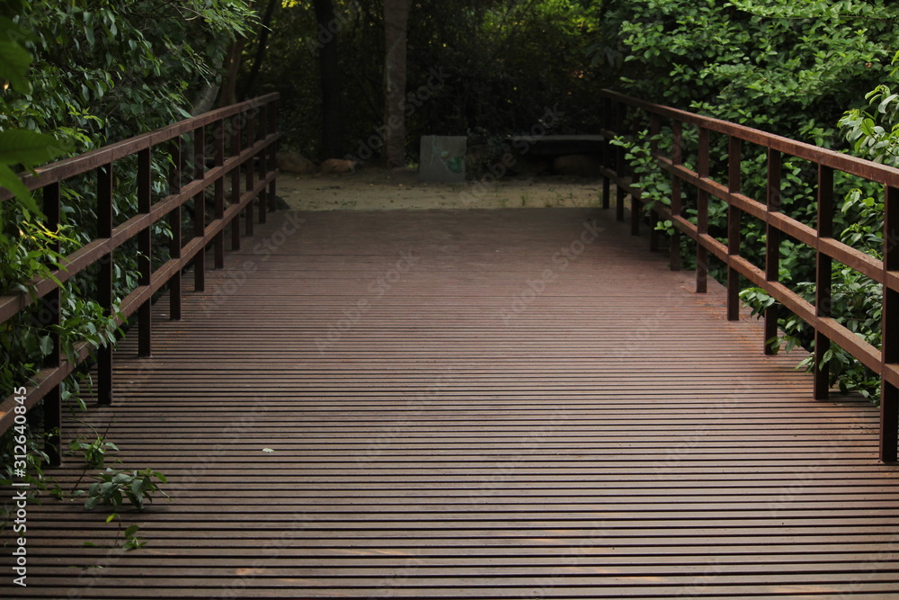 Steel or iron bridge on the garden with sunlight shadow. steel or iron footpath,walkway on the park with sunlight shadow Steel or iron bridge on the garden with sunlight shadow. steel or iron footpath,walkway on the park with sunlight shadow