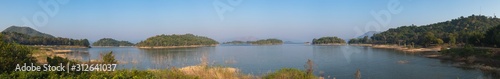 Panorama image of Lake with Rainforest in morning time at Kaeng Krachan National Park, Phetburi, Thailand.
