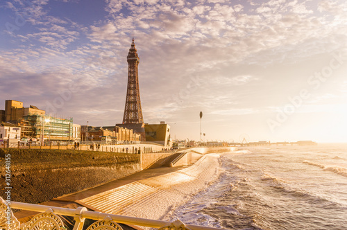 Blackpool promenade bathed in winter sunlight