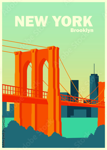 illustration of brooklyn bridge new york