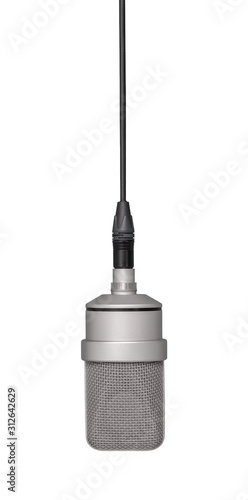 Mic - Professional large-diaphragm microphone hanging from a long cable