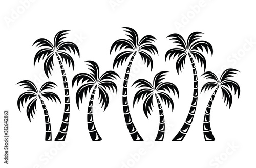 set black palm trees on white background