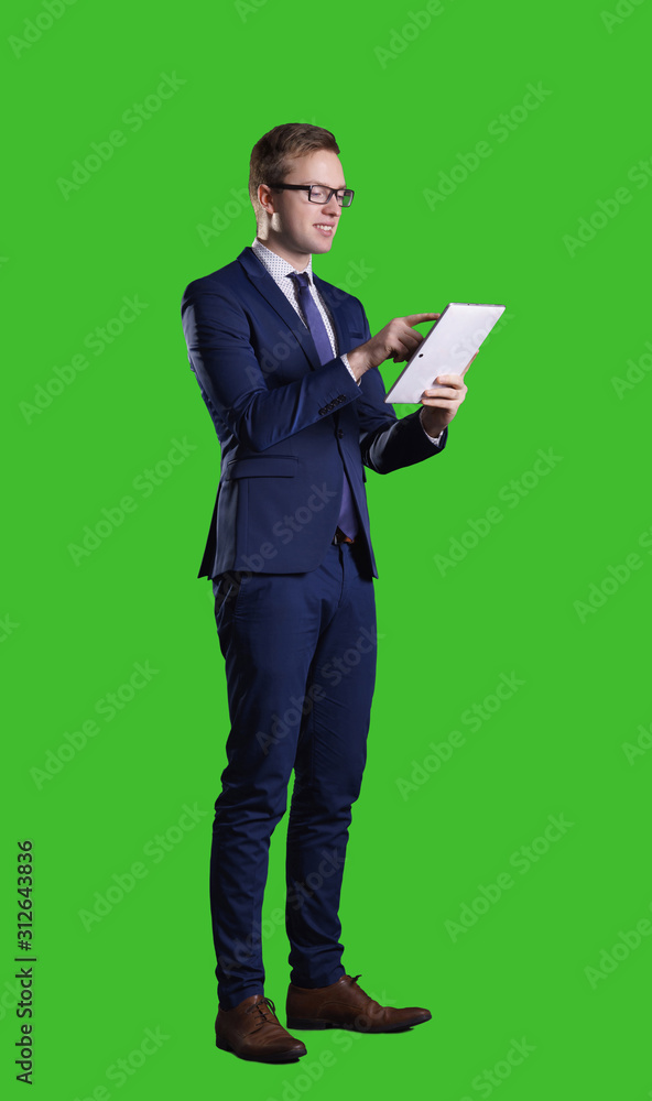 Businessman standing over chroma key background. Business, career job concept. Businessman standing over chroma key background. Business, career job concept.