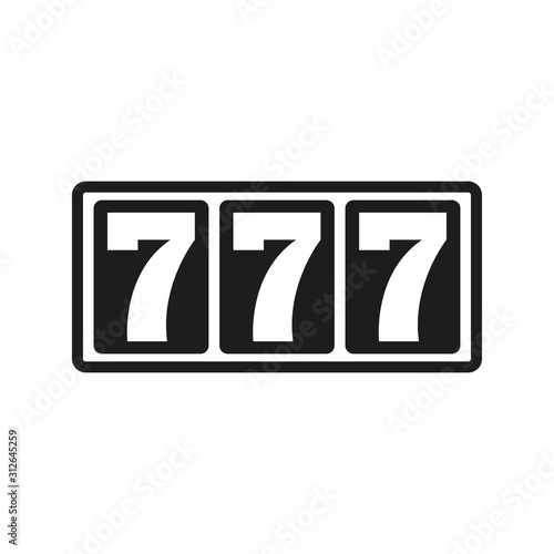 777 jackpot icon. Simple vector illustration