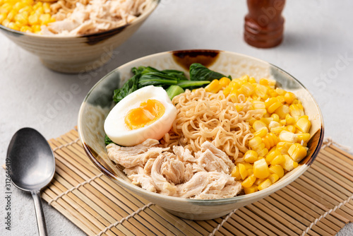 dry noodle corn with vegetable food background 