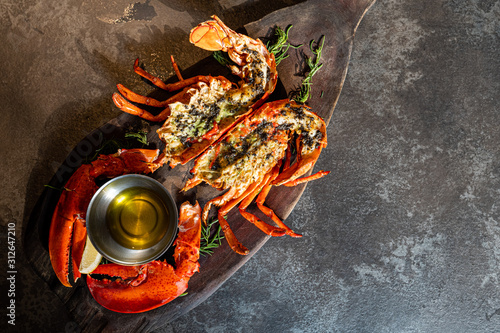 Grilled lobster with butter sauce
