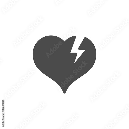 Broken heart glyph icon and romance element
