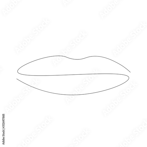 Lips one line drawing, vector illustration © Keya