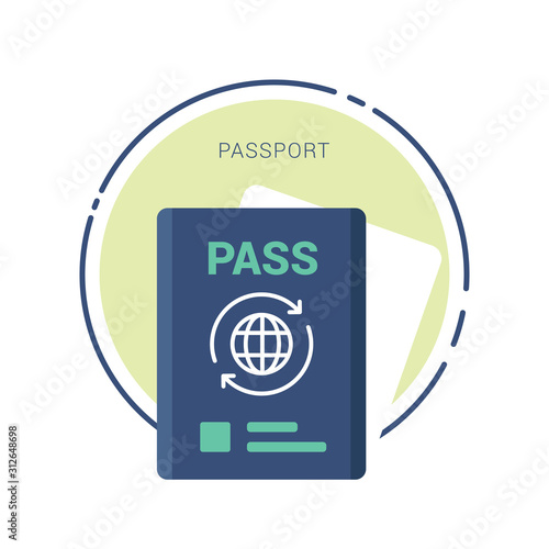 Passport with tickets icon. Summer. Vacation