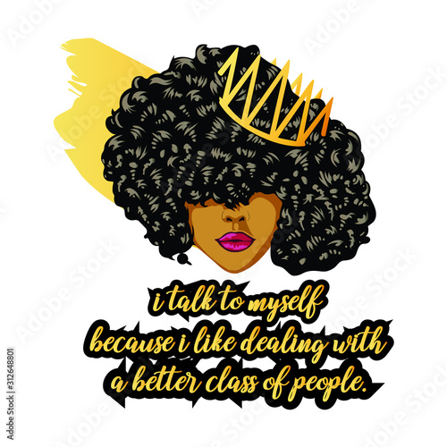 Bad girls quote with beautiful black girl - VECTOR
