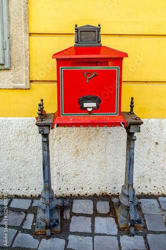 authentic red letter box in Hungary, Budapest