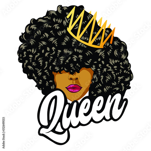 Beautiful girl with curls Queen design - VECTOR