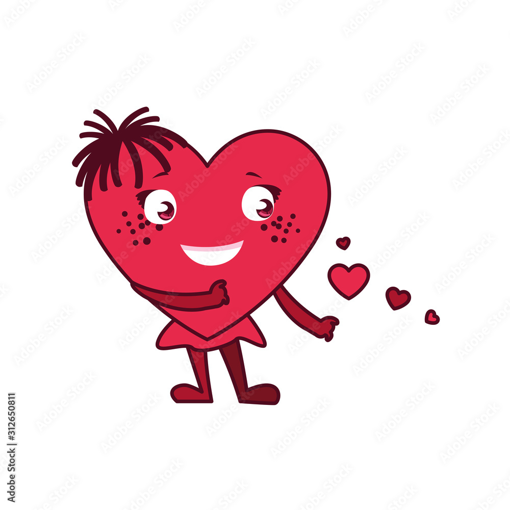 Isolated female pink heart cartoon vector design Isolated female pink heart cartoon vector design