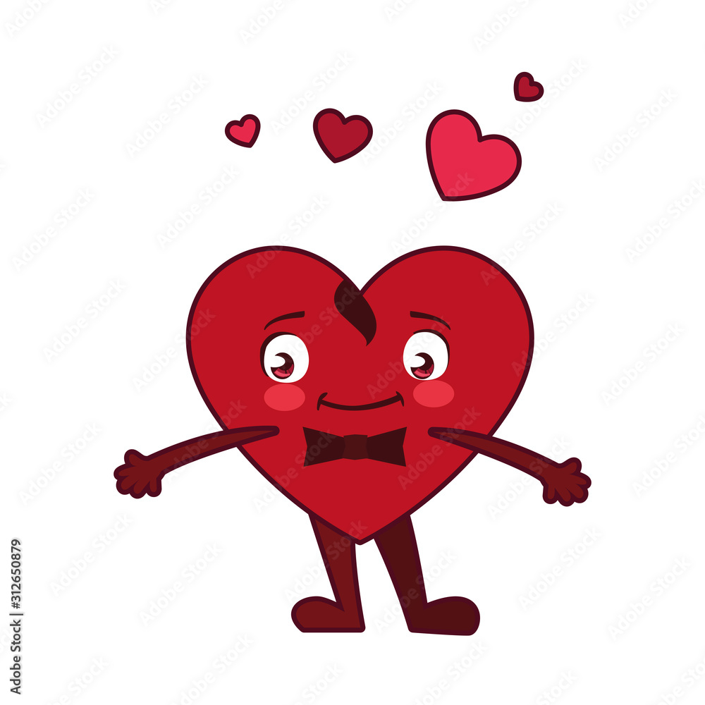 Isolated male red heart cartoon vector design Isolated male red heart cartoon vector design