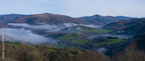 Mist in the morning in the Baztan Valley, from Urroz, Navarra photo