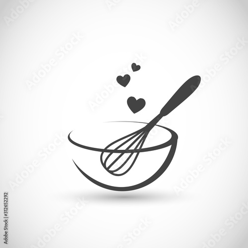 Cute vector illustration - hand beater with a bowl