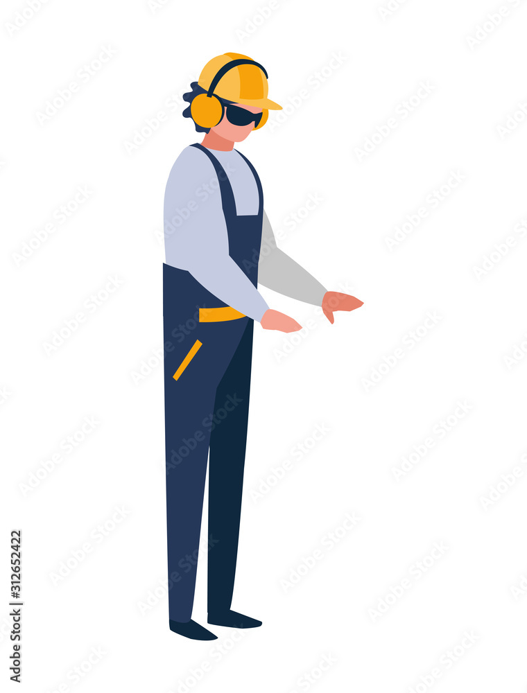 Isolated builder avatar man with yellow helmet vector design Isolated builder avatar man with yellow helmet vector design
