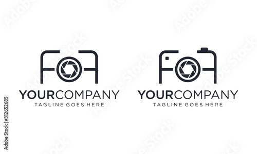 F letter for photography logo design concept