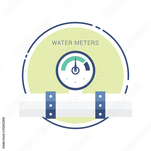Pipe and water meter vector icon