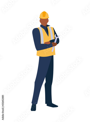 Isolated builder avatar man with yellow helmet vector design