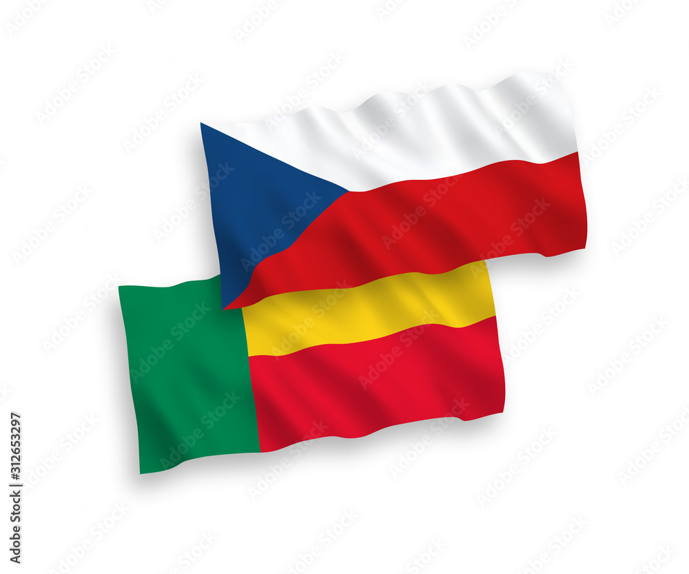 Obraz premium Flags of Czech Republic and Benin on a white background