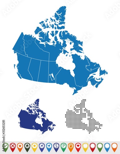 Set outline maps of Canada