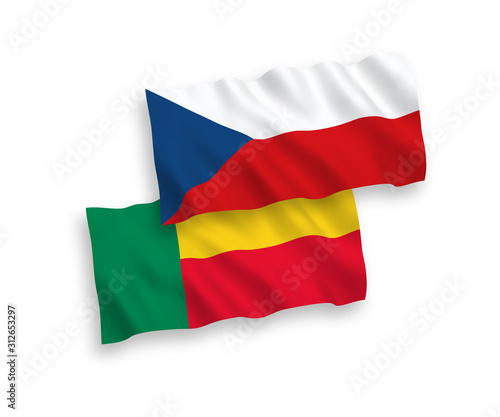Flags of Czech Republic and Benin on a white background