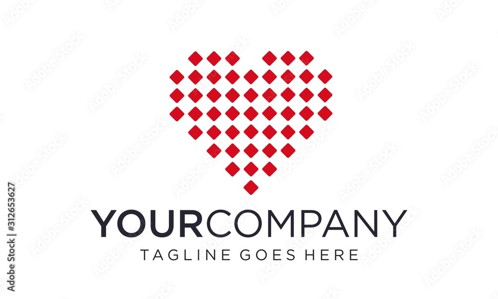 Digital heart for logo design vector editable