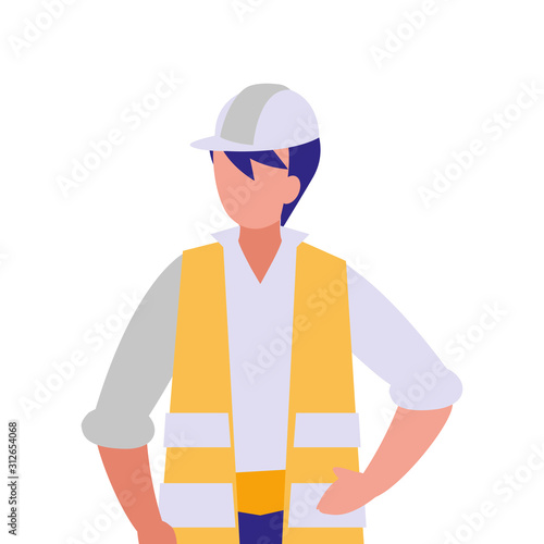 Isolated architect avatar man with white helmet vector design