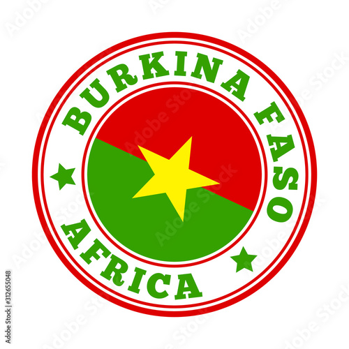 Burkina Faso sign. Round country logo with flag of Burkina Faso. Vector illustration.
