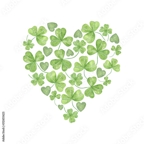 shamrock leaves in the heart shape, a symbol of Ireland and its spring holiday, Fototapet