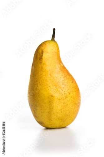 red-yellow ripe pear fruit isolated on a white background