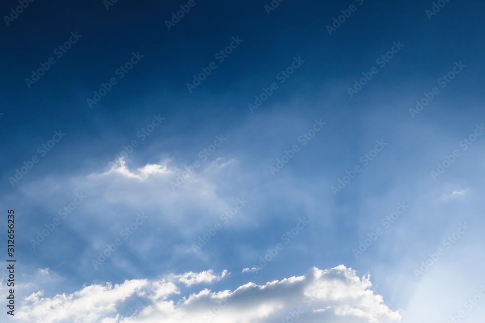 Fototapeta premium Blue sky with soft white cloudy atmosphere is clear and clean.