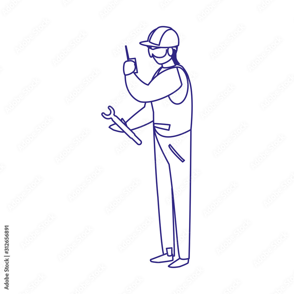 Isolated builder avatar man with helmet design Isolated builder avatar man with helmet design