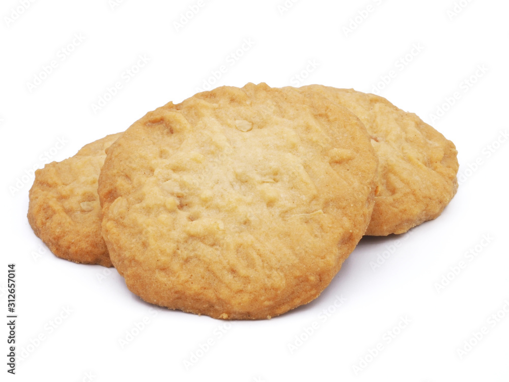 Cookies almond on white background