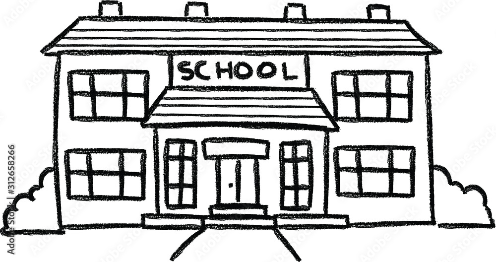 Line Drawing Of Happy Kids In Front Of School Building Back To School  Clipart Stock Illustration - Download Image Now - iStock