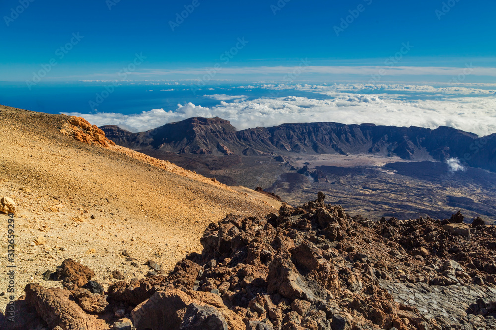 View from the top of Mount Teide Volcano