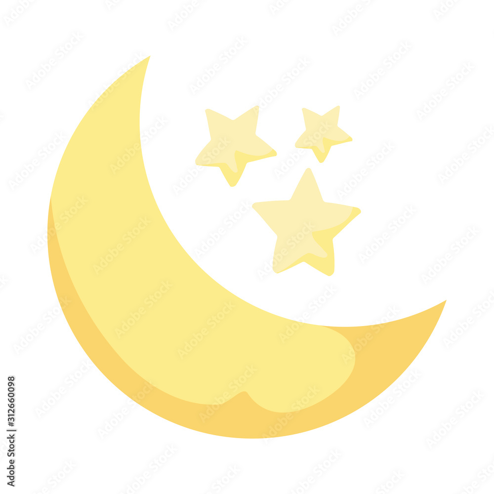 Isolated night moon and stars vector design Isolated night moon and stars vector design