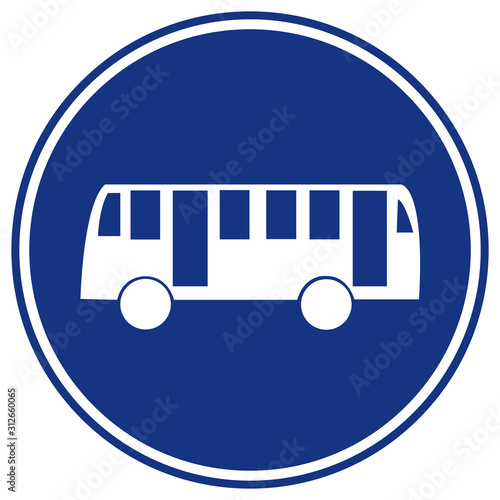 Bus Lane Traffic Road Sign, Vector Illustration, Isolate On White Background Label. EPS10