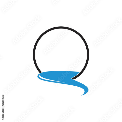 river flows simple circle symbol logo vector