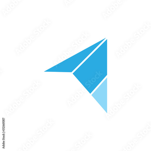 geometric arrow paper plane fly logo vector