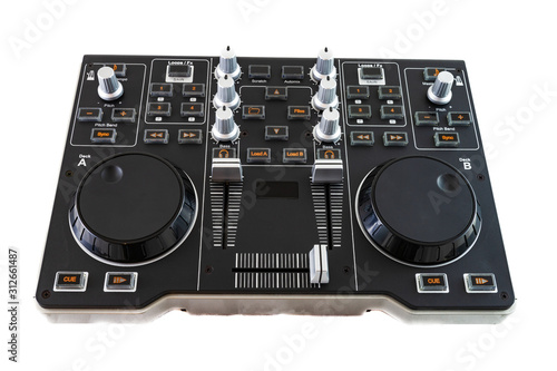 Portable DJ Control Mixer on white background.