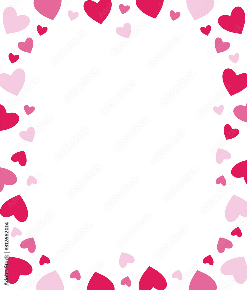 Isolated hearts frame vector design