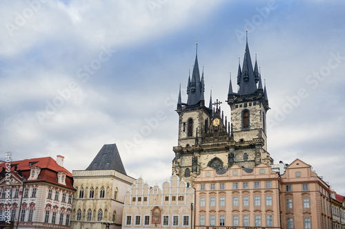 PRAGUE, CZECH REPUBLIC - July 25, 2017 : Beautiful street view of Traditional old buildings in Prague, Czech Republic