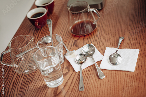 Coffee tasting degustation with classic spoons